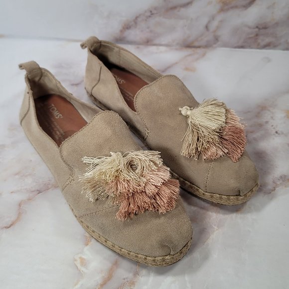 Tom's Alpargata Beige Suede Tassel Espadrilles - Picture 3 of 14